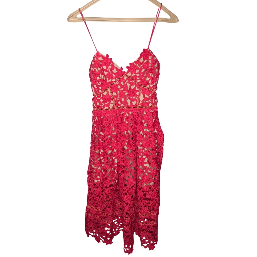 Self-Portrait Azaelea Dress Red Guipure Lace Midi Dress NWT US 2 UK 6 SP5-009
